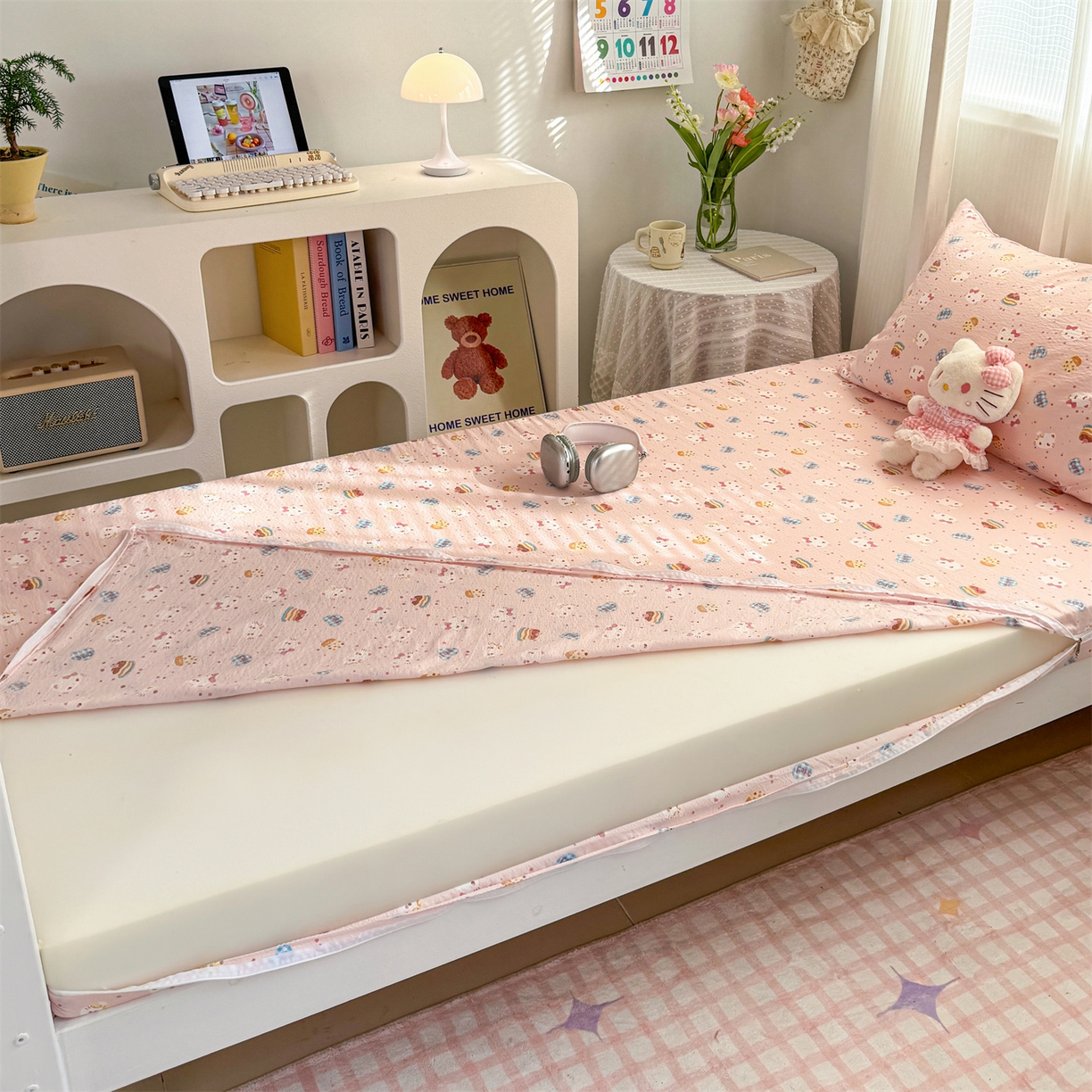 91家纺网 家纺一手货源 找家纺 （总）多品家纺 2025新款超柔双层纱学生宿舍单品床垫套