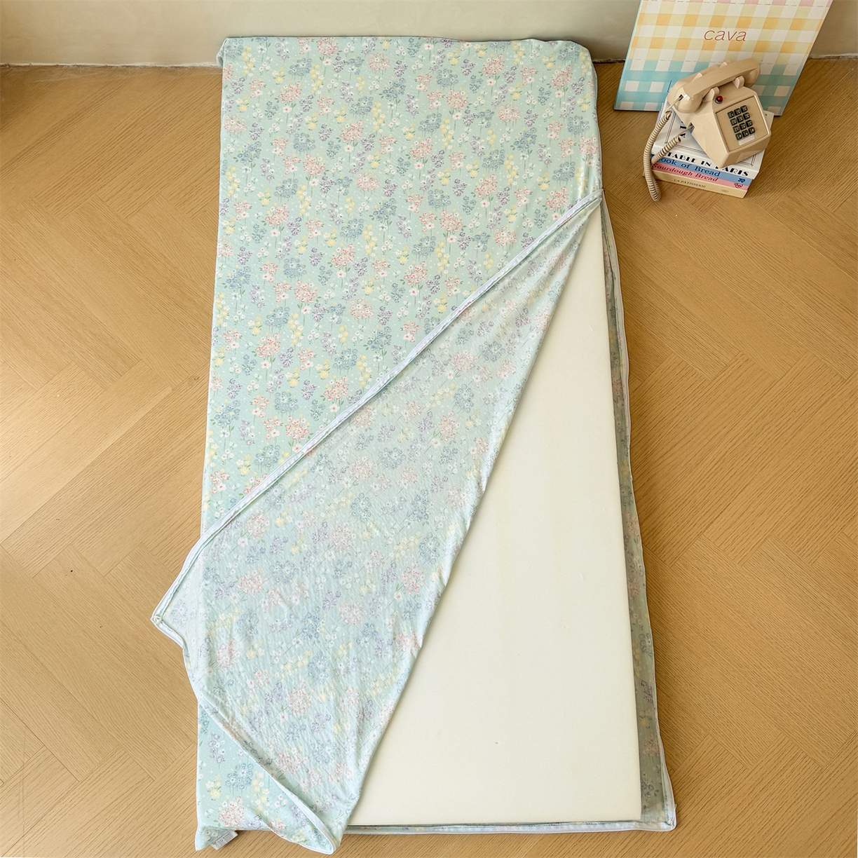 91家纺网 家纺一手货源 找家纺 多品家纺 2025新款超柔双层纱学生宿舍单品床垫套 清荷