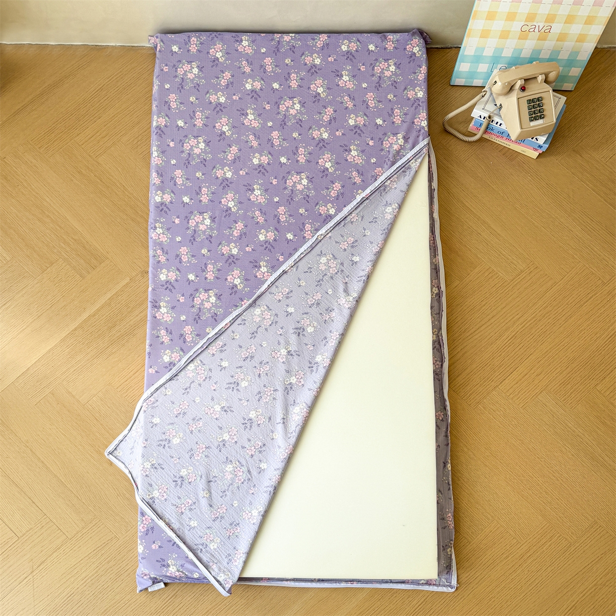 91家纺网 家纺一手货源 找家纺 多品家纺 2025新款超柔双层纱学生宿舍单品床垫套 紫烟