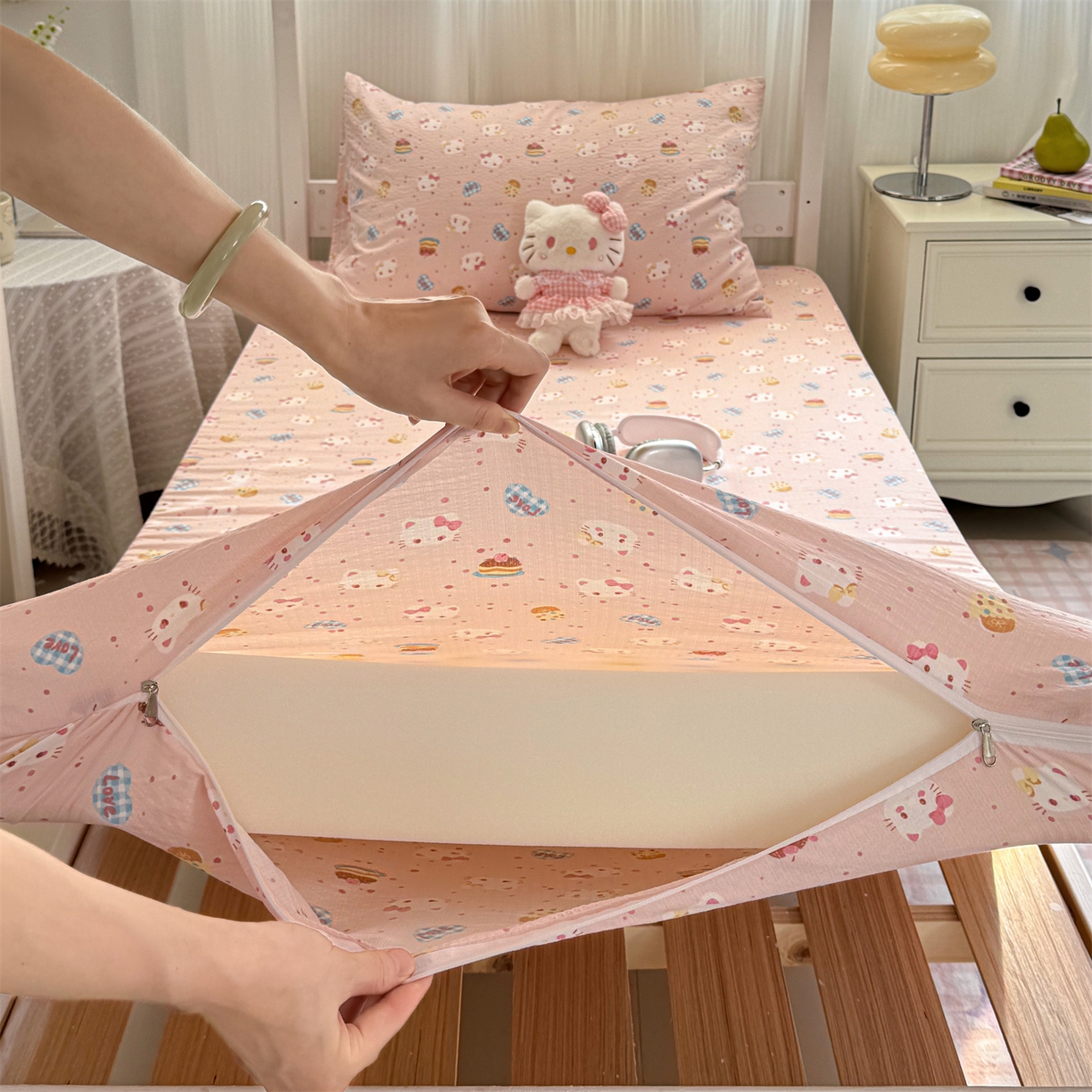 91家纺网 家纺一手货源 找家纺 （总）多品家纺 2025新款超柔双层纱学生宿舍单品床垫套