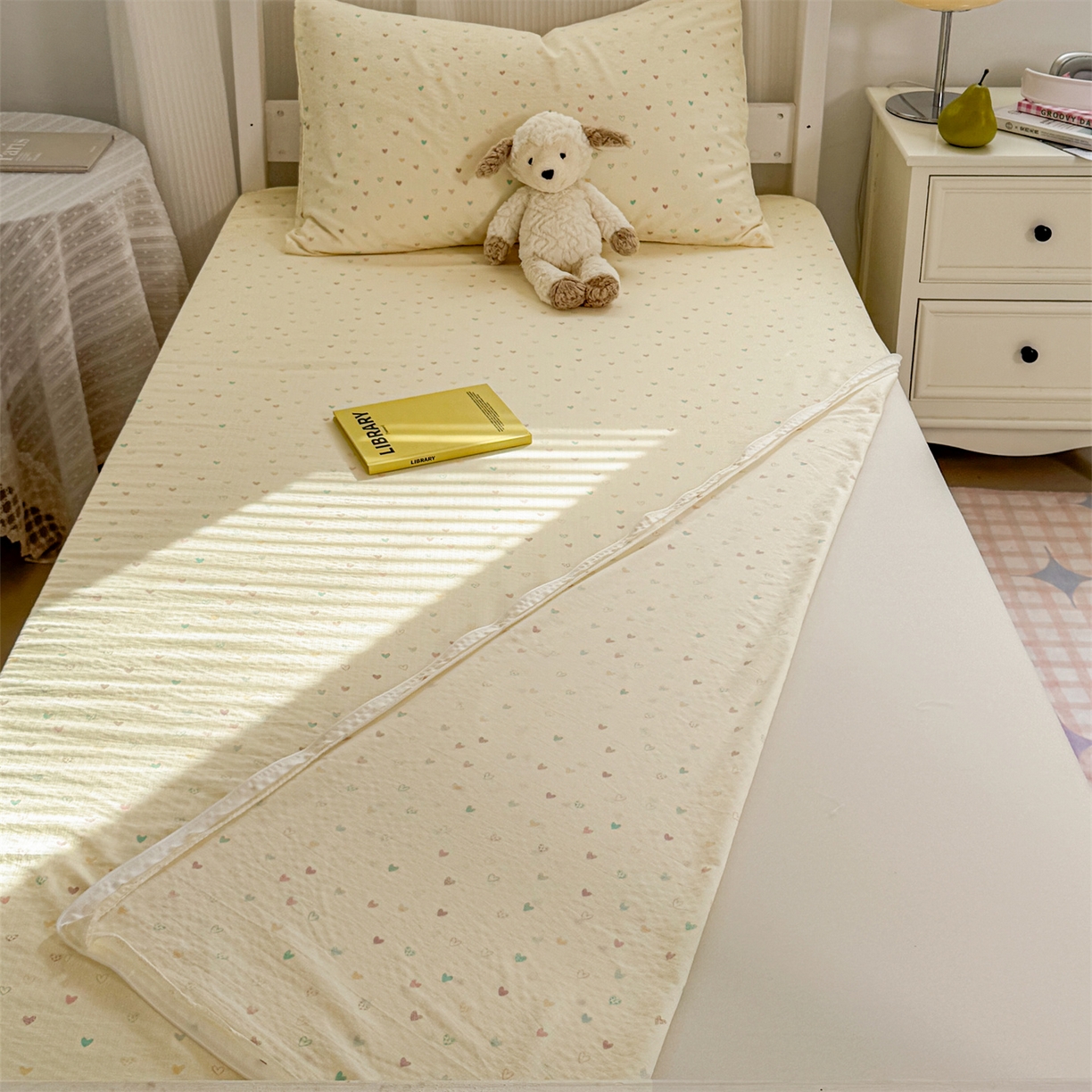 91家纺网 家纺一手货源 找家纺 多品家纺 2025新款超柔双层纱学生宿舍单品床垫套 心动