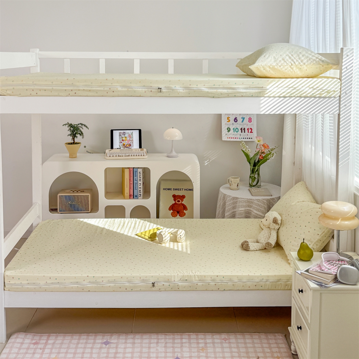 91家纺网 家纺一手货源 找家纺 多品家纺 2025新款超柔双层纱学生宿舍单品床垫套 心动