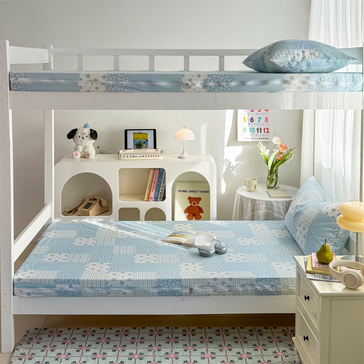 91家纺网 家纺一手货源 找家纺 多品家纺 2025新款超柔双层纱学生宿舍单品床垫套 兰花园