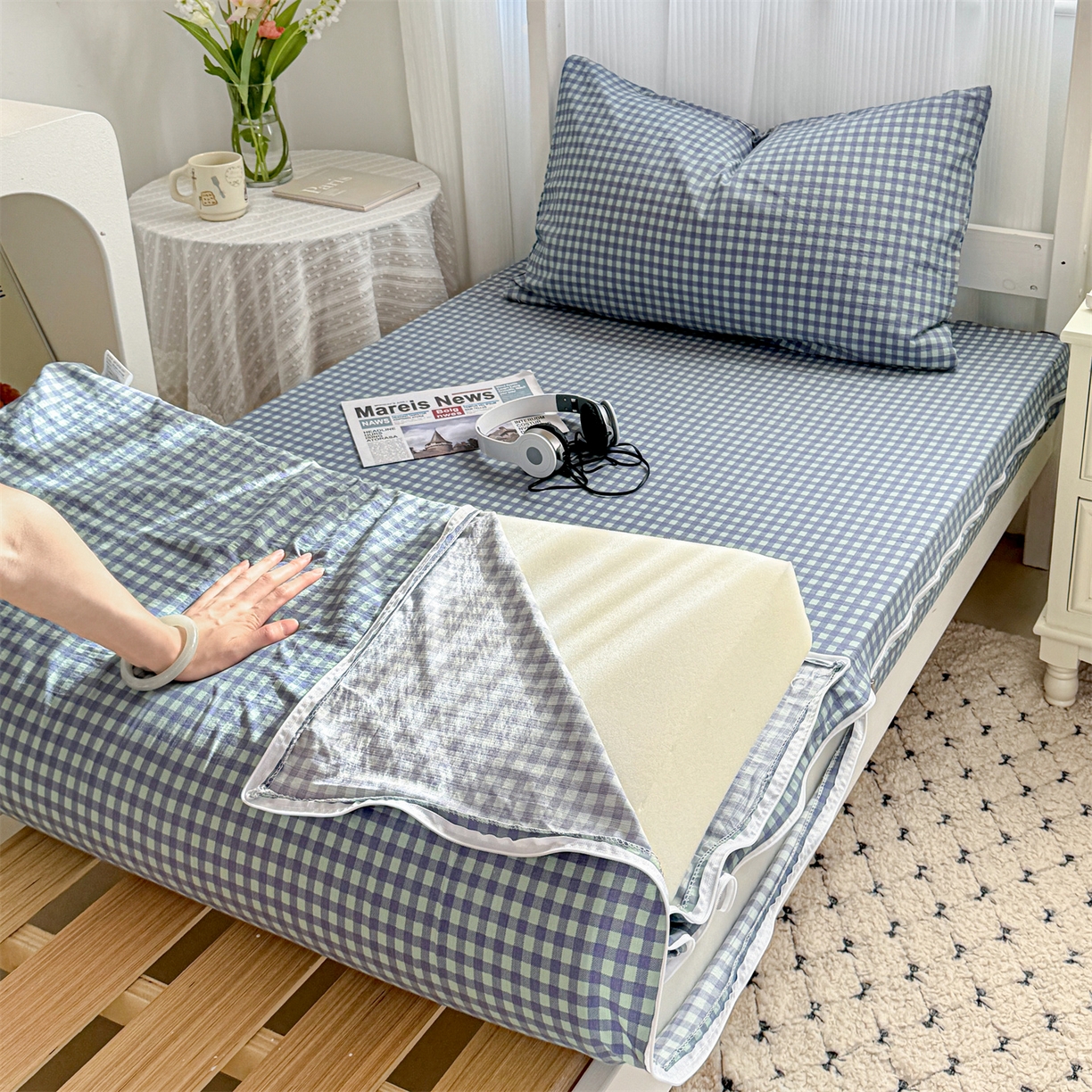 91家纺网 家纺一手货源 找家纺 （总）多品家纺 2025新款超柔双层纱学生宿舍单品床垫套