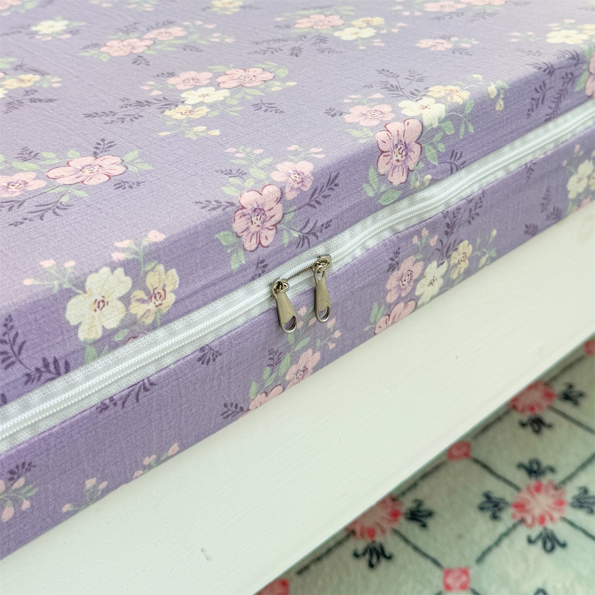 91家纺网 家纺一手货源 找家纺 多品家纺 2025新款超柔双层纱学生宿舍单品床垫套 紫烟