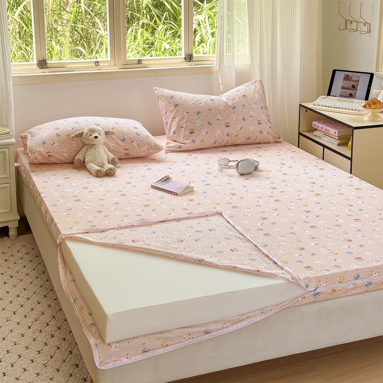 91家纺网 家纺一手货源 找家纺 （总）多品家纺 2025新款超柔双层纱大床单品床垫套