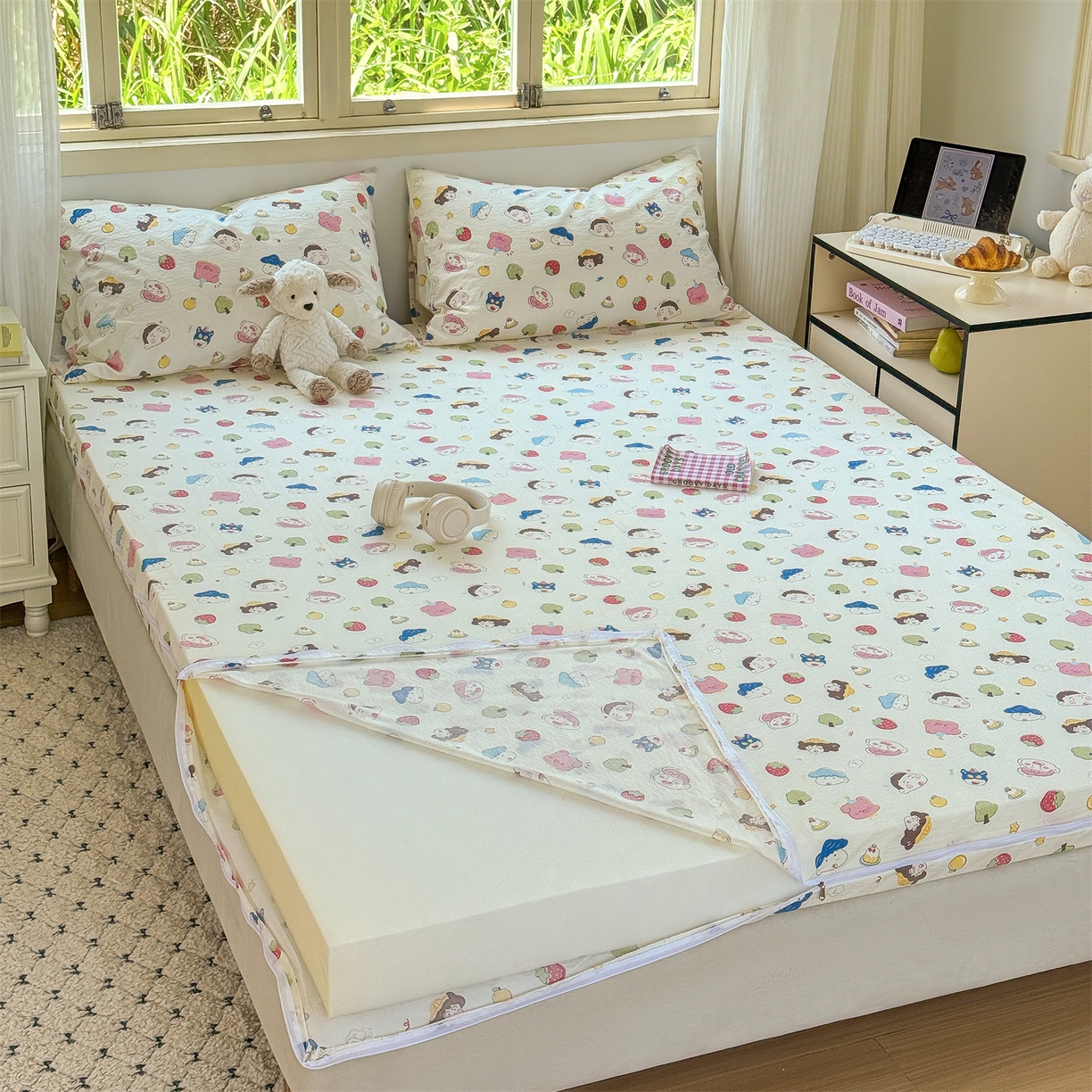 91家纺网 家纺一手货源 找家纺 （总）多品家纺 2025新款超柔双层纱大床单品床垫套