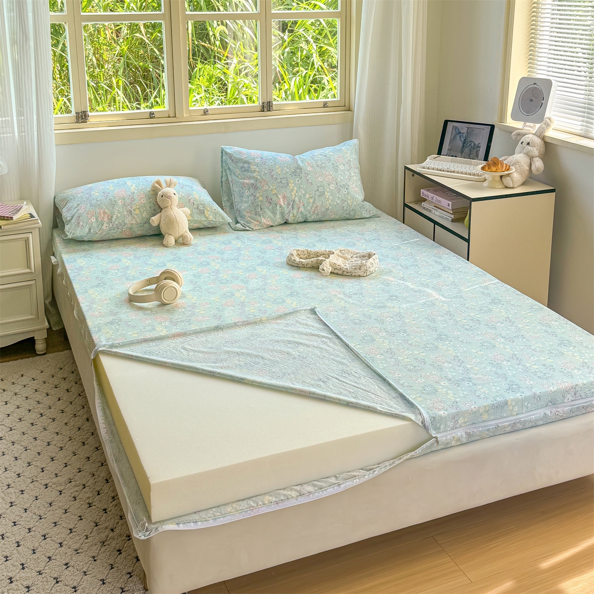 91家纺网 家纺一手货源 找家纺 （总）多品家纺 2025新款超柔双层纱大床单品床垫套