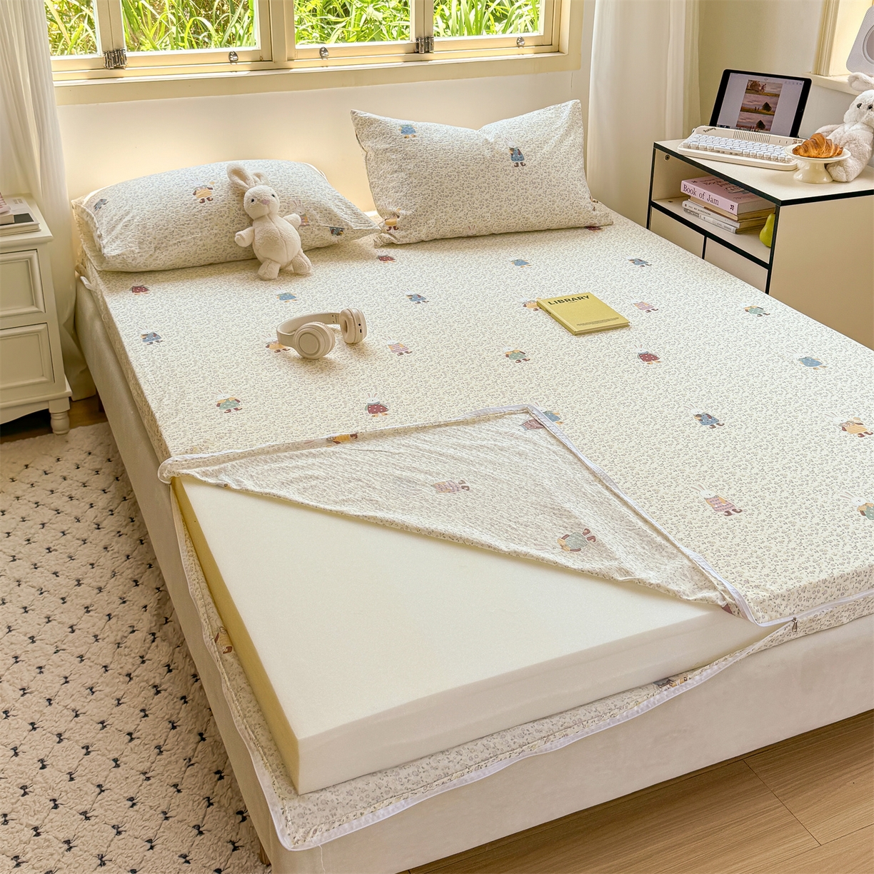 91家纺网 家纺一手货源 找家纺 （总）多品家纺 2025新款超柔双层纱大床单品床垫套