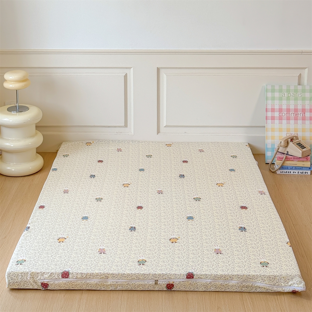 91家纺网 家纺一手货源 找家纺 多品家纺 2025新款超柔双层纱大床单品床垫套 泡芙兔兔