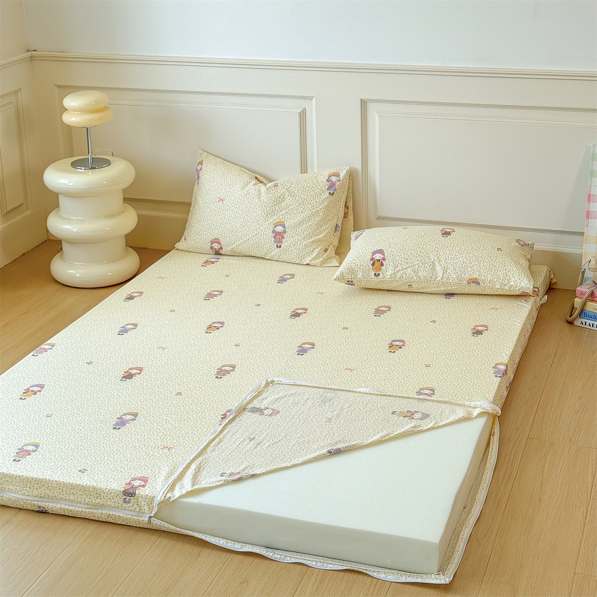 91家纺网 家纺一手货源 找家纺 多品家纺 2025新款超柔双层纱大床单品床垫套 米塔丫丫