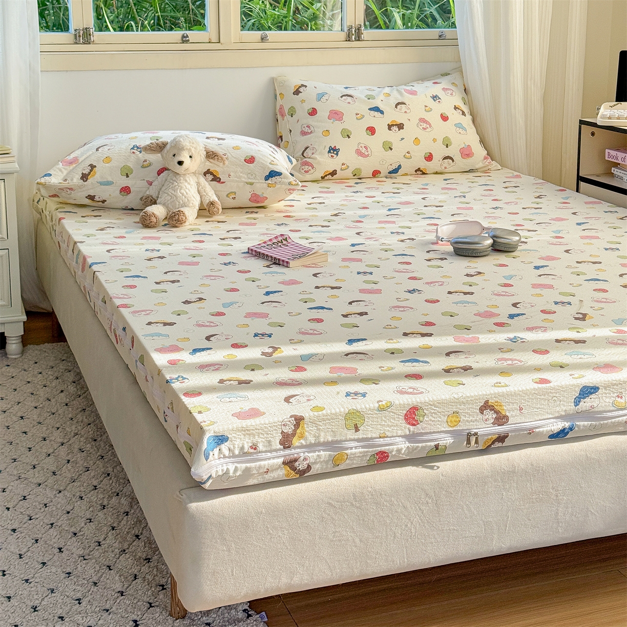 91家纺网 家纺一手货源 找家纺 多品家纺 2025新款超柔双层纱大床单品床垫套 魔法新新