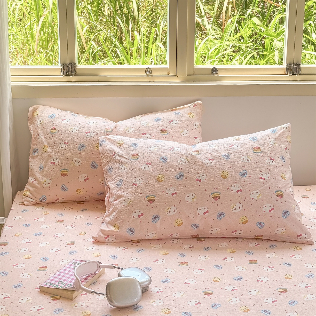 91家纺网 家纺一手货源 找家纺 多品家纺 2025新款超柔双层纱大床单品床垫套 布丁猫