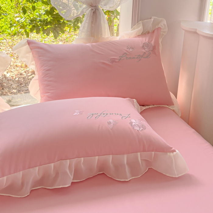 91家纺网 家纺一手货源 找家纺 花香四季家纺2025新款【纯棉】春熙系列四件套 春熙-粉
