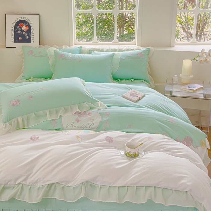 花香四季家纺2025新款【纯棉】春熙系列四件套 春熙-绿