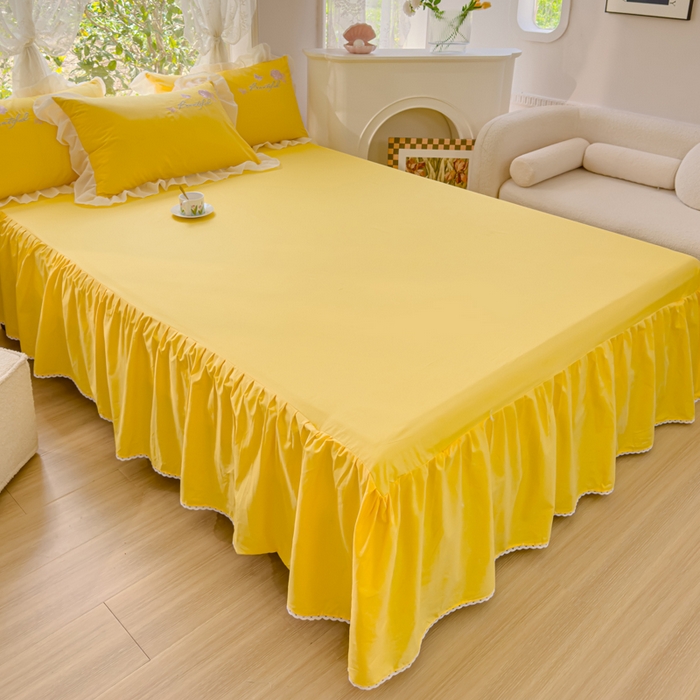 91家纺网 家纺一手货源 找家纺 花香四季家纺2025新款【纯棉】春熙系列四件套 春熙-奶黄