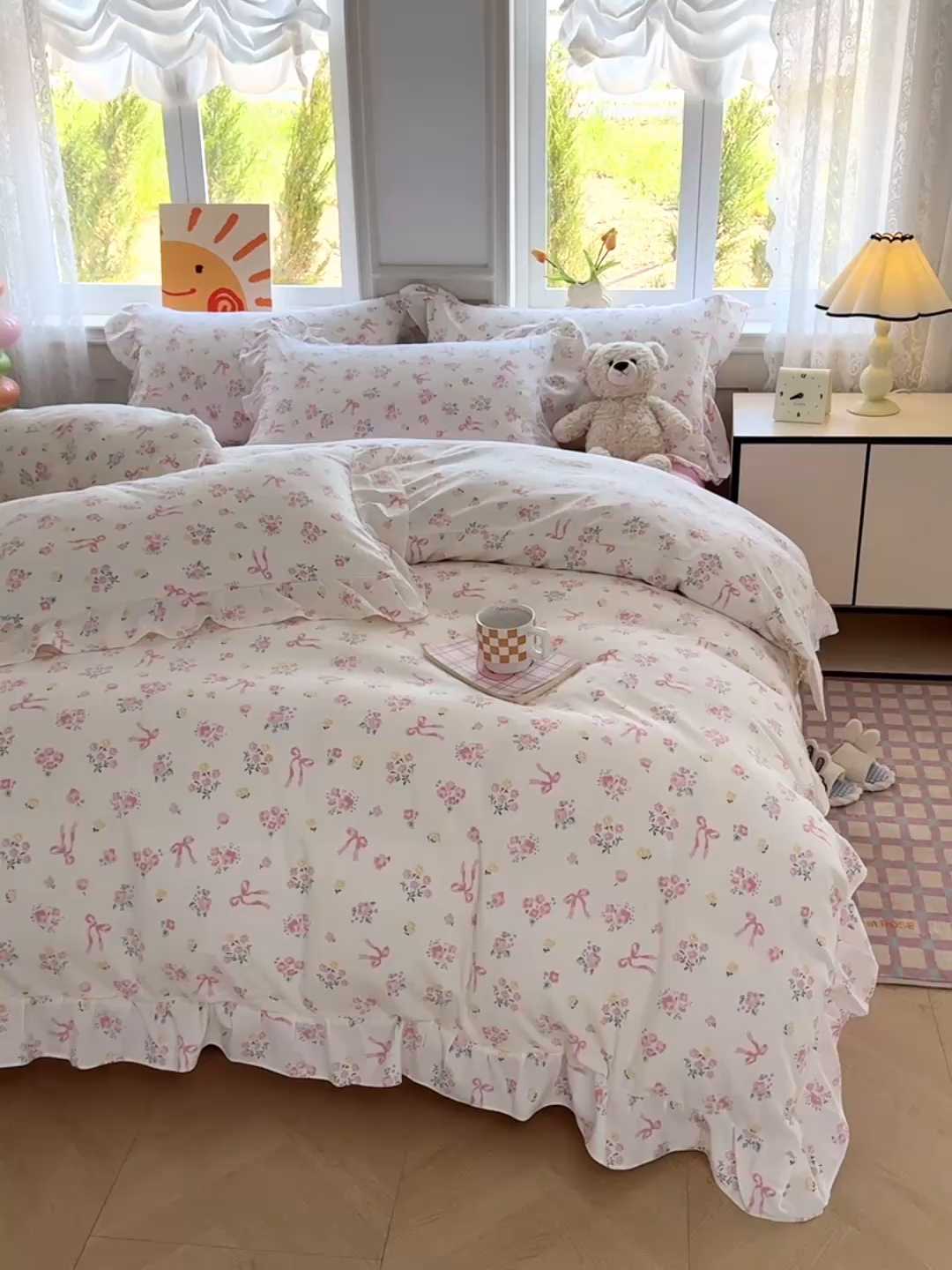 91家纺网 家纺一手货源 找家纺 （总）芷凡家纺 2025新款A类加厚超柔水洗棉花边款韩式四件套