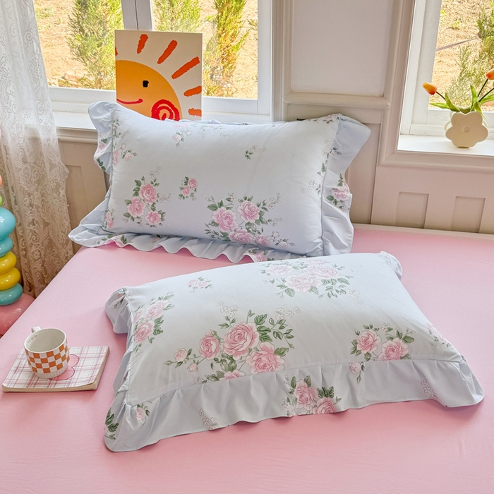 91家纺网 家纺一手货源 找家纺 芷凡家纺 2025新款A类加厚超柔水洗棉花边款韩式四件套 爱丽丝