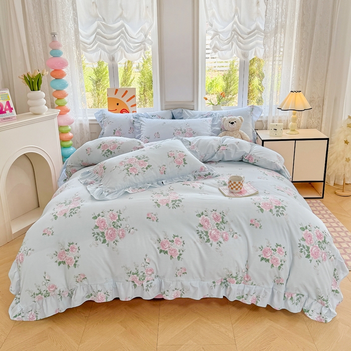 芷凡家纺 2025新款A类加厚超柔水洗棉花边款韩式四件套 爱丽丝