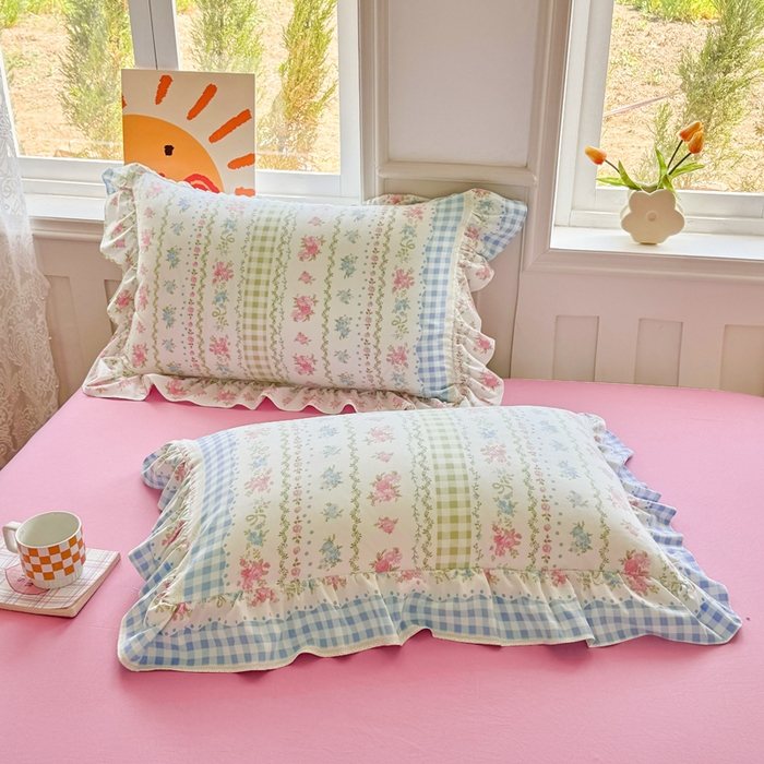 91家纺网 家纺一手货源 找家纺 芷凡家纺 2025新款A类加厚超柔水洗棉花边款韩式四件套 法式小香