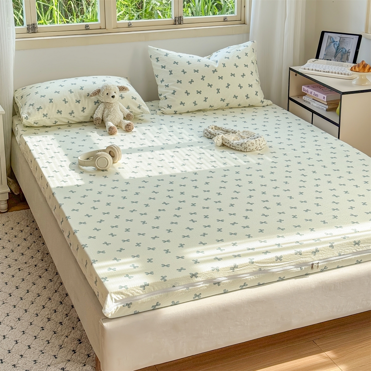 91家纺网 家纺一手货源 找家纺 （总）多品家纺 2025新款超柔双层纱大床单品床垫套