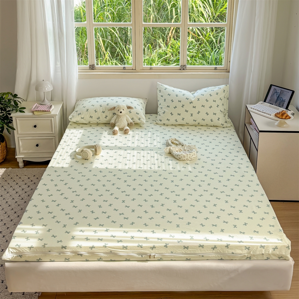 91家纺网 家纺一手货源 找家纺 （总）多品家纺 2025新款超柔双层纱大床单品床垫套