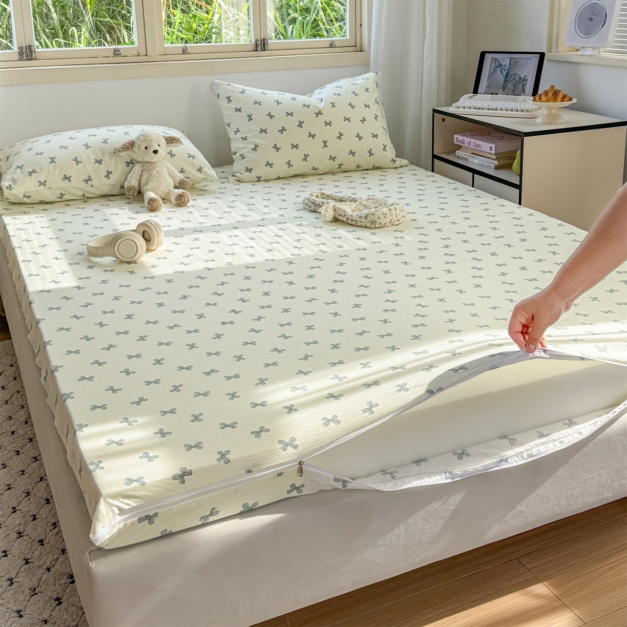 91家纺网 家纺一手货源 找家纺 （总）多品家纺 2025新款超柔双层纱大床单品床垫套