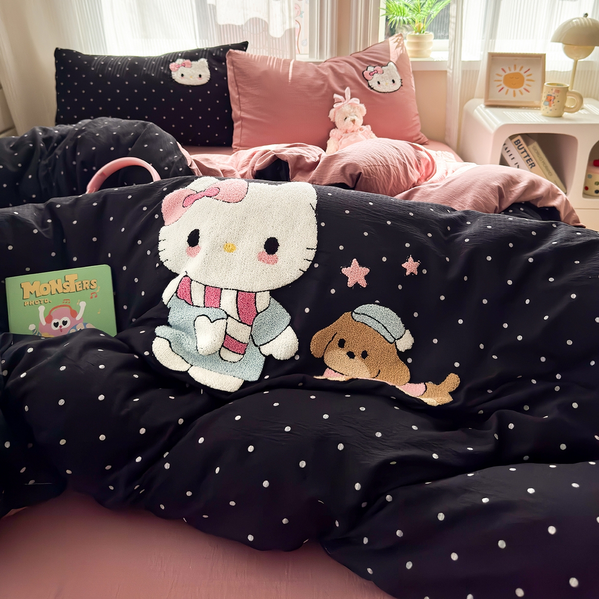 （总）罗亿家纺 2025新款云感双层纱卡通毛巾绣四件套(小清新系列)）