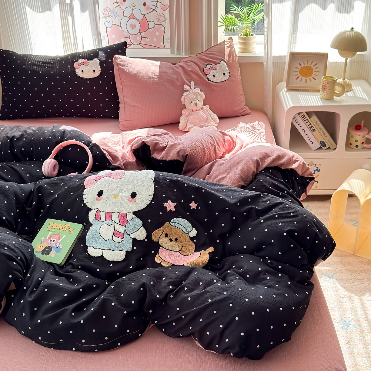 91家纺网 家纺一手货源 找家纺 （总）罗亿家纺 2025新款云感双层纱卡通毛巾绣四件套(小清新系列)）