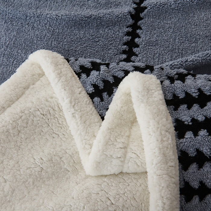 91家纺网 家纺一手货源 找家纺 馨米莱家纺 2025新款双层阳离子塔芙绒复台毯 雾蓝