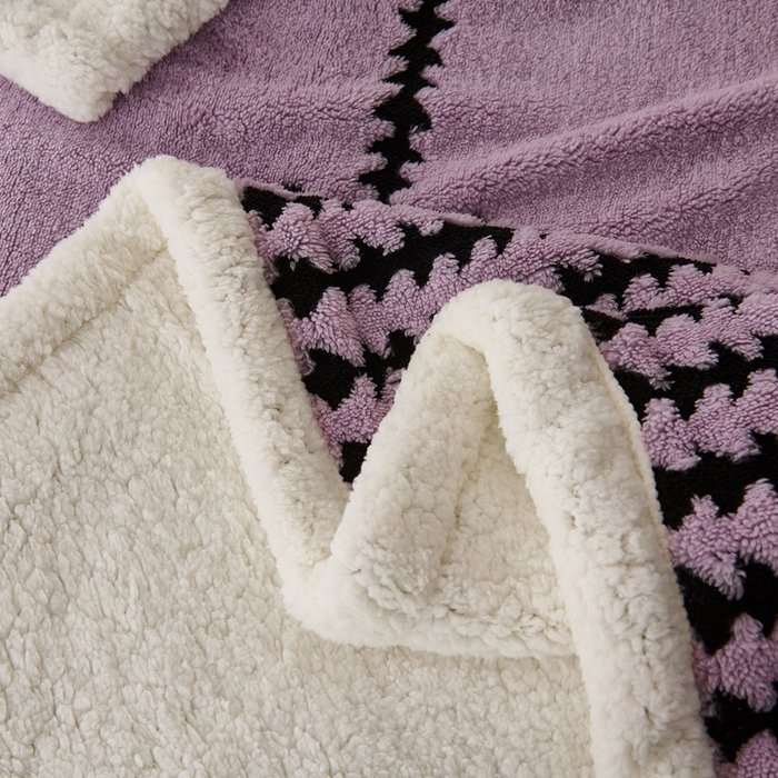 91家纺网 家纺一手货源 找家纺 馨米莱家纺 2025新款双层阳离子塔芙绒复台毯 香芋紫