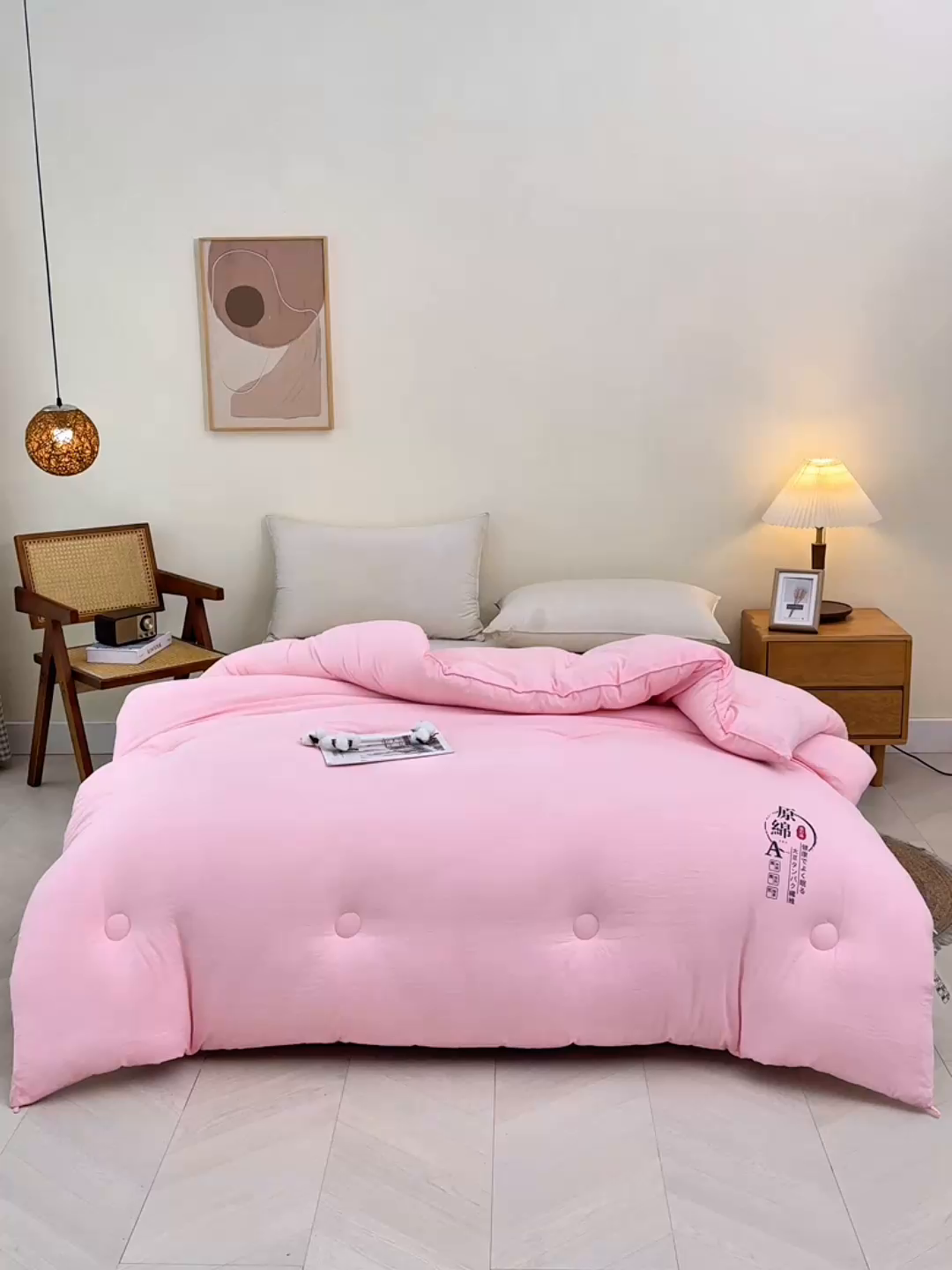 91家纺网 家纺一手货源 找家纺 初相识被业 2025新款直播热款超柔水洗棉冬被原棉大豆被纤维被夏凉被春秋被冬被被子被芯 粉色
