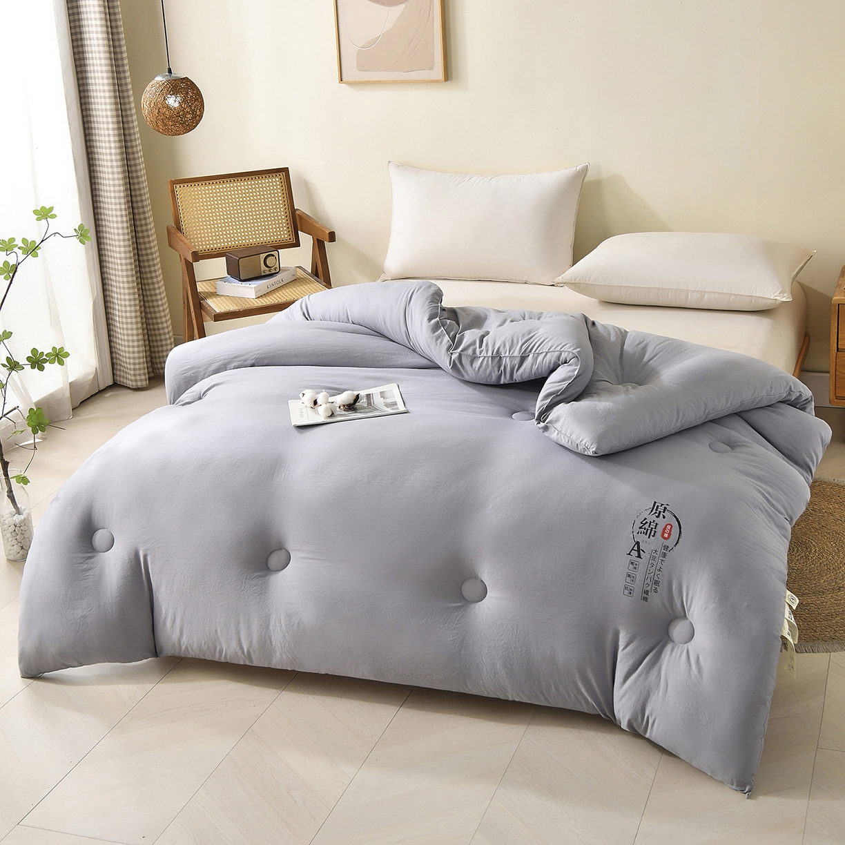 91家纺网 家纺一手货源 找家纺 初相识被业 2025新款直播热款超柔水洗棉冬被原棉大豆被纤维被夏凉被春秋被冬被被子被芯 灰色