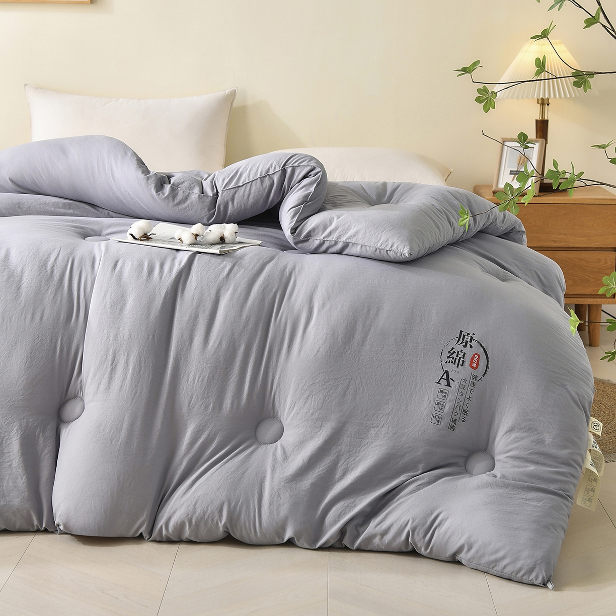 91家纺网 家纺一手货源 找家纺 初相识被业 2025新款直播热款超柔水洗棉冬被原棉大豆被纤维被夏凉被春秋被冬被被子被芯 灰色