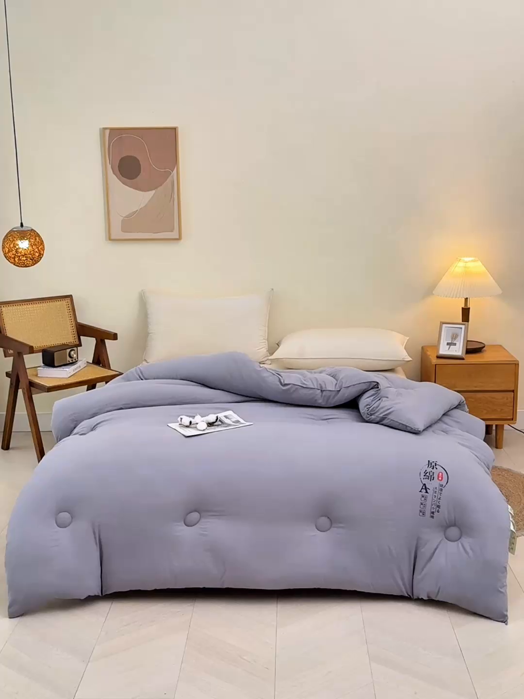 91家纺网 家纺一手货源 找家纺 初相识被业 2025新款直播热款超柔水洗棉冬被原棉大豆被纤维被夏凉被春秋被冬被被子被芯 灰色
