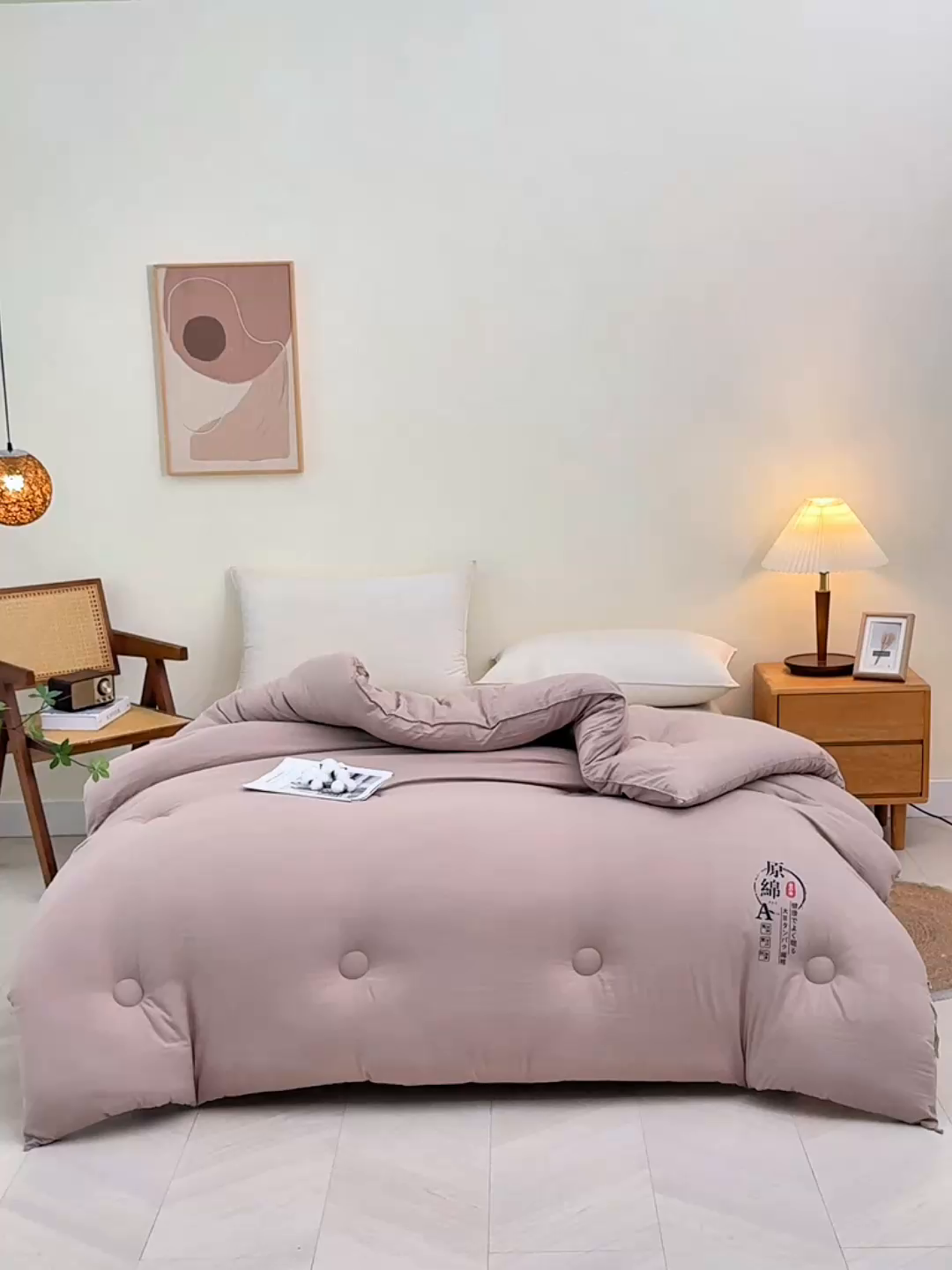 91家纺网 家纺一手货源 找家纺 初相识被业 2025新款直播热款超柔水洗棉冬被原棉大豆被纤维被夏凉被春秋被冬被被子被芯 咖色