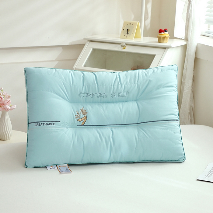 91家纺网 家纺一手货源 找家纺 大熊枕芯 2025新款云柔释压亲肤大豆护颈枕枕头枕芯 蓝色 48x74cm/对