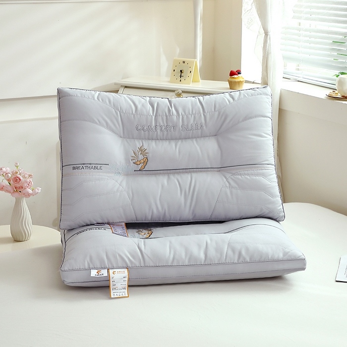 大熊枕芯 2025新款云柔释压亲肤大豆护颈枕枕头枕芯 灰色 48x74cm/只