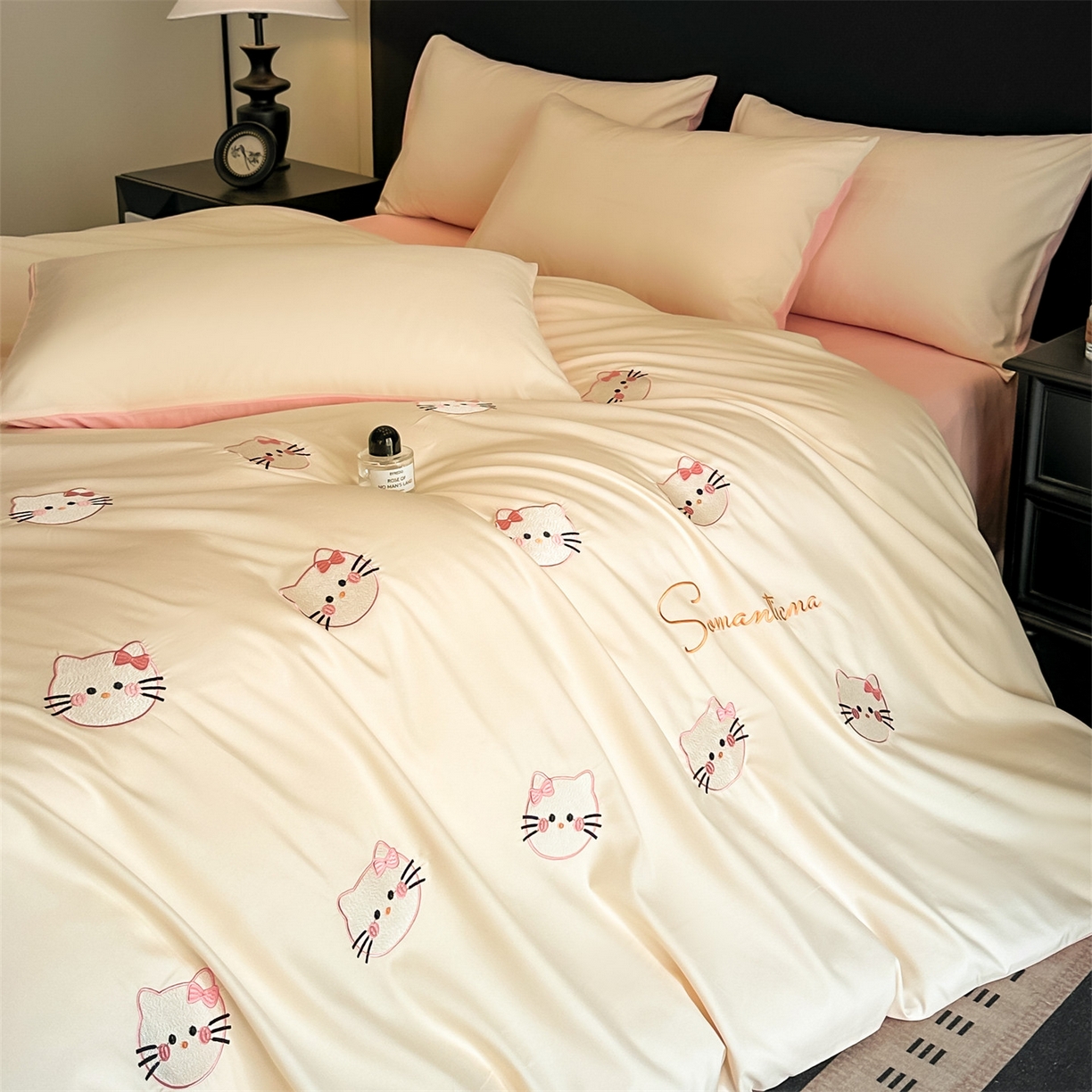 91家纺网 家纺一手货源 找家纺 （总）小久久（小九九） 2025新款亲肤水洗棉刺绣满绣四件套