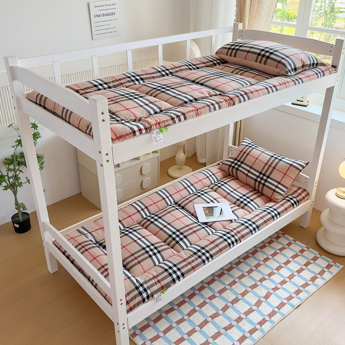 美尔惠家纺 2025新款无印风100%A类色织水洗棉学生宿舍床垫床褥上下铺床可折叠可水洗学生床垫床褥子 宝莉格