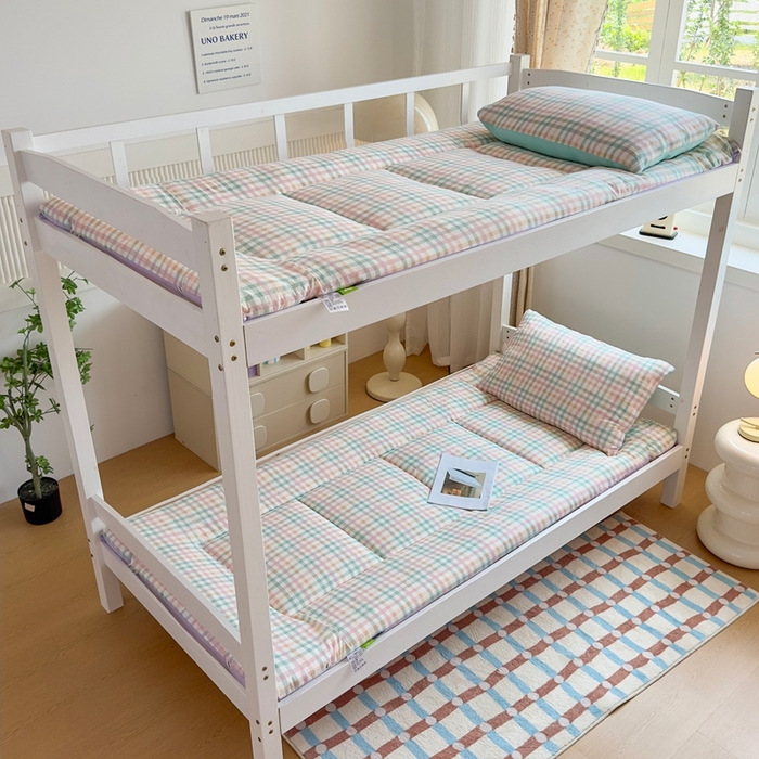 美尔惠家纺 2025新款无印风100%A类色织水洗棉学生宿舍床垫床褥上下铺床可折叠可水洗学生床垫床褥子 七彩格