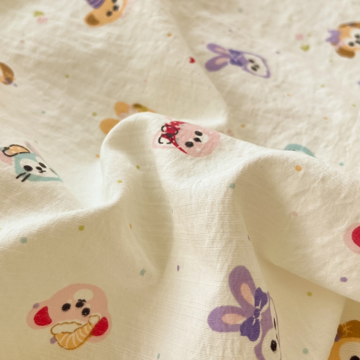 91家纺网 家纺一手货源 找家纺 优承佳生活馆 2025新款双层纱印花花边款四件套（提供买家秀） 动物派对-花边款