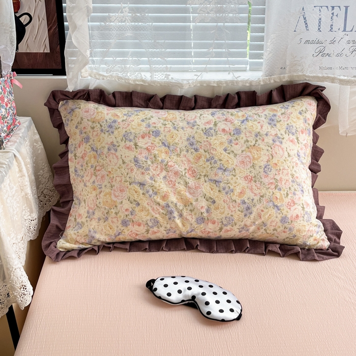 91家纺网 家纺一手货源 找家纺 优承佳生活馆 2025新款双层纱印花花边款四件套（提供买家秀） 繁梦蔷薇园-花边款