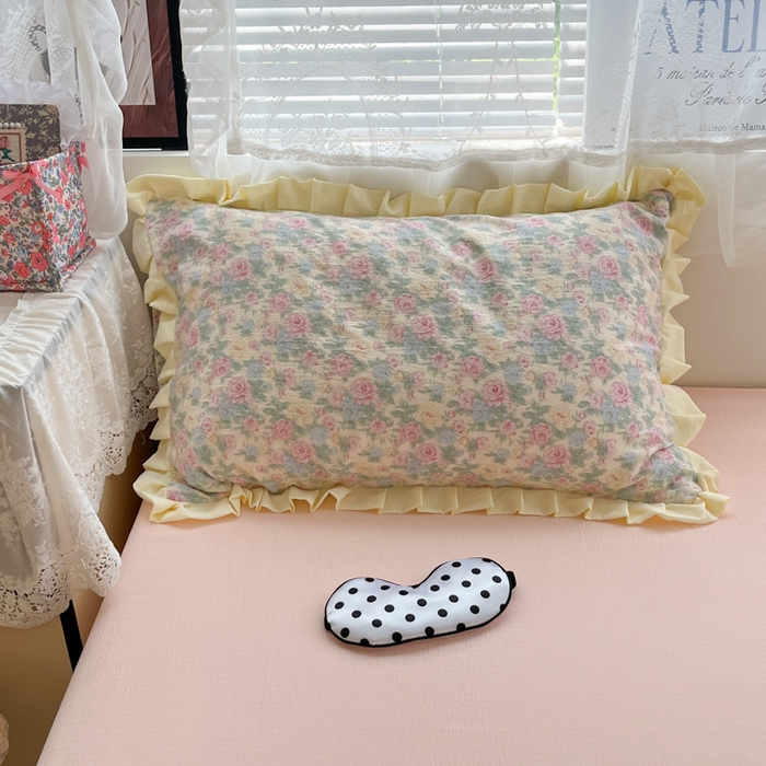 91家纺网 家纺一手货源 找家纺 优承佳生活馆 2025新款双层纱印花花边款四件套（提供买家秀） 花影织梦-花边款