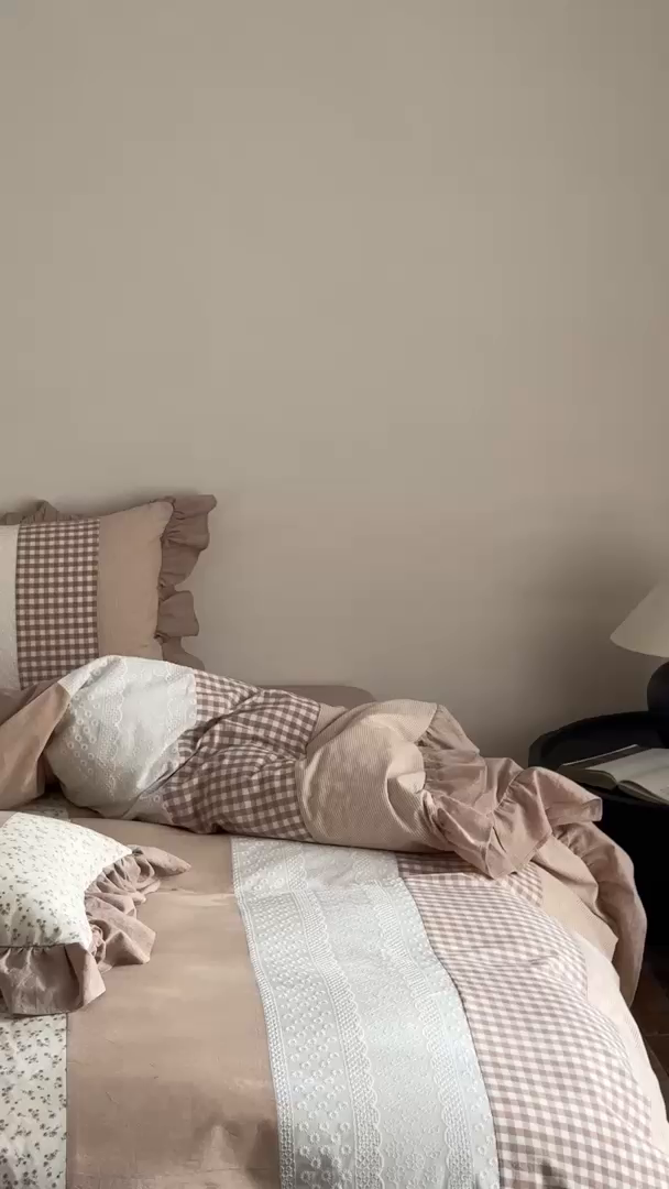 91家纺网 家纺一手货源 找家纺 旷野202新款全棉色织‮洗水‬棉四件套 安妮森林-杏仁咖