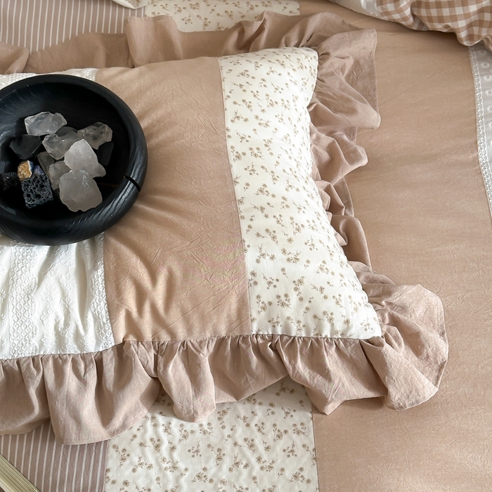 91家纺网 家纺一手货源 找家纺 旷野202新款全棉色织‮洗水‬棉四件套 安妮森林-杏仁咖