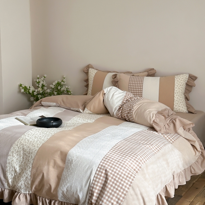 91家纺网 家纺一手货源 找家纺 旷野202新款全棉色织‮洗水‬棉四件套 安妮森林-杏仁咖