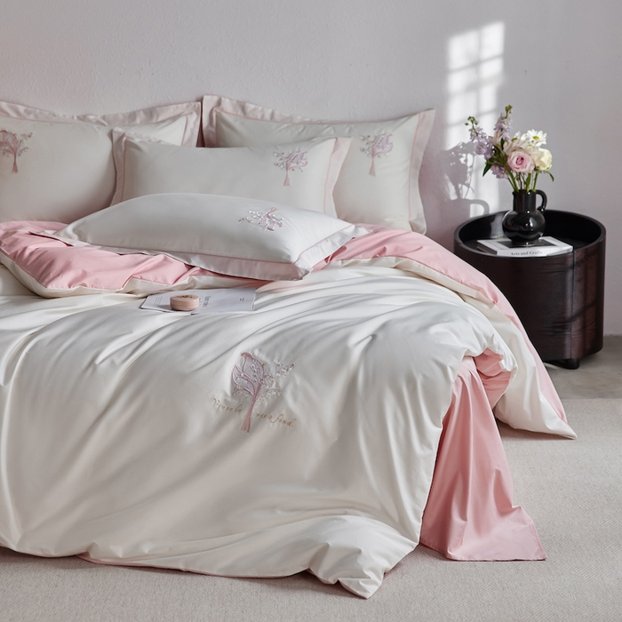 91家纺网 家纺一手货源 找家纺 （总）千朵森 2025新款A类长绒棉刺绣四件套-悠悠芳草