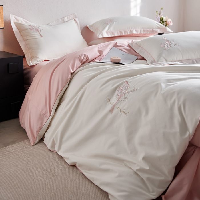 91家纺网 家纺一手货源 找家纺 （总）千朵森 2025新款A类长绒棉刺绣四件套-悠悠芳草