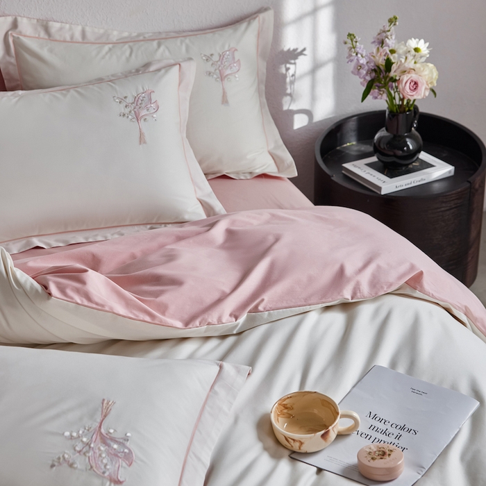 91家纺网 家纺一手货源 找家纺 （总）千朵森 2025新款A类长绒棉刺绣四件套-悠悠芳草